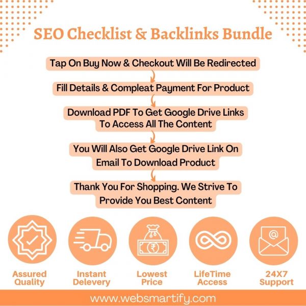 SEO checklist and backlinks bundle infographic