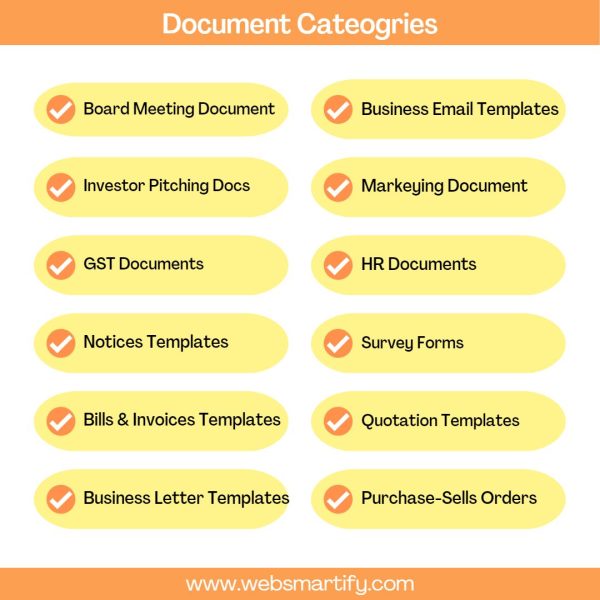 Business Document Bundle Categories
